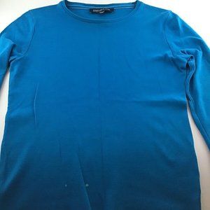 Jones New York Signature Women's Sz P Sm Petite Teal Top Long Sleeve Blue Shirt